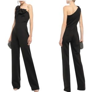 BLACK HALO EVE BY LAUREL BERMAN one-shoulder twist-front stretch-cady jumpsuit